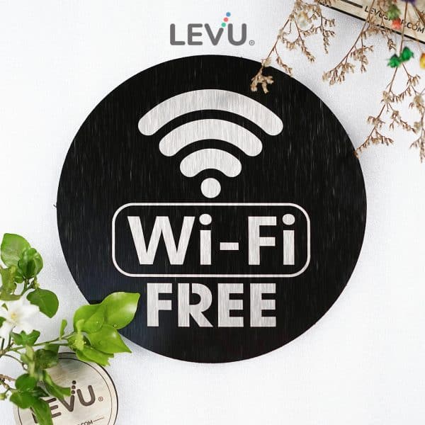 Bảng free wifi nhôm alu đen khắc laser LEVU-ALU11