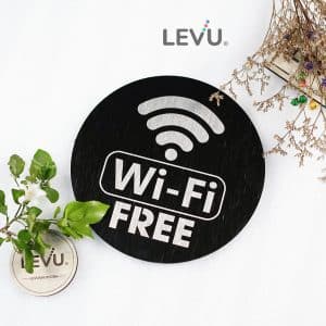 Bảng free wifi nhôm alu đen khắc laser LEVU-ALU11