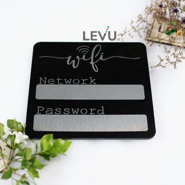 Bảng tên wifi nhôm aluminium đen décor LEVU-ALU13