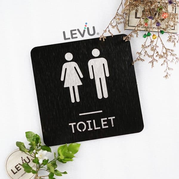 Bảng toilet bằng nhôm alu đen trang trí cửa LEVU-ALU18