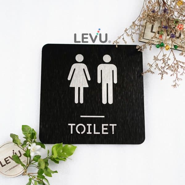 Bảng toilet bằng nhôm alu đen trang trí cửa LEVU-ALU18