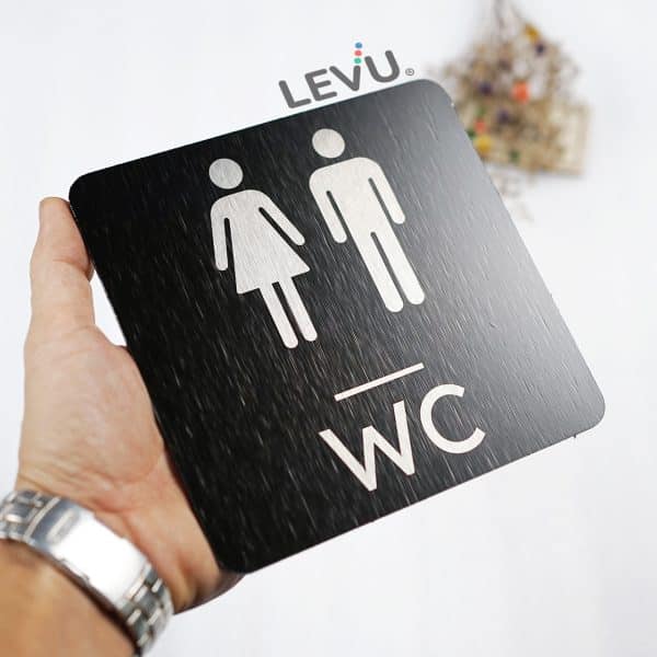 Bảng WC bằng nhôm alu đen xước cao cấp LEVU-ALU17