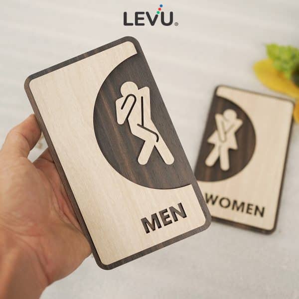 Bảng decor wc Men Women bằng gỗ khắc laser 3D cao cấp LEVU-TL35