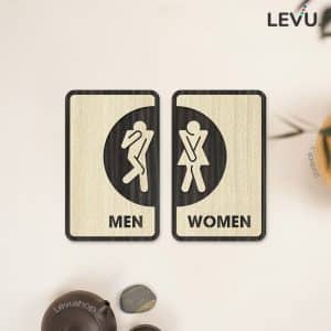 Bảng decor wc Men Women bằng gỗ khắc laser 3D cao cấp LEVU-TL35