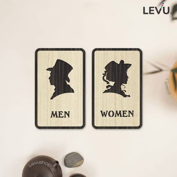 Bảng Men Women trang trí cửa toilet phong cách mới LEVU-TL33