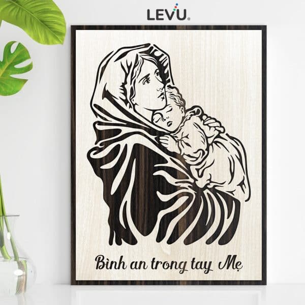 Tranh Treo tường Công Giáo LEVU CG008: Bình an trong tay Mẹ