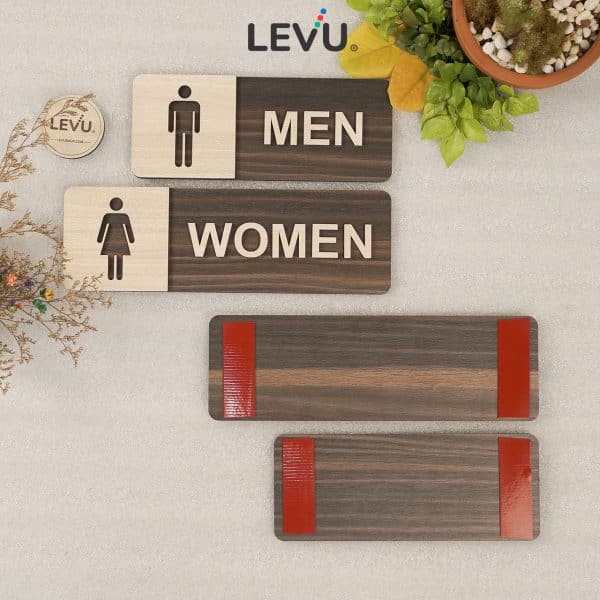 Bộ 2 bảng trang trí phòng vệ sinh Men Women sang trọng LEVU-TL39