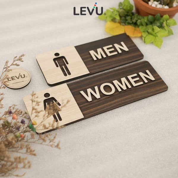 Bộ 2 bảng trang trí phòng vệ sinh Men Women sang trọng LEVU-TL39