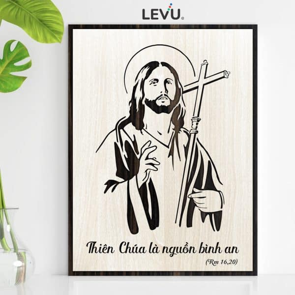 Tranh Gỗ Công Giáo LEVU CG006: Thiên Chúa là nguồn bình an