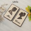 Bảng gỗ Men Women dán cửa phân biệt nhà vệ sinh Nam Nữ LEVU-TL31