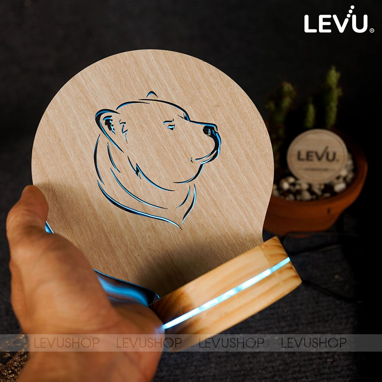 Đèn 3D để bàn hình chú Gấu bắc cực quyền uy LEVU-DNV09