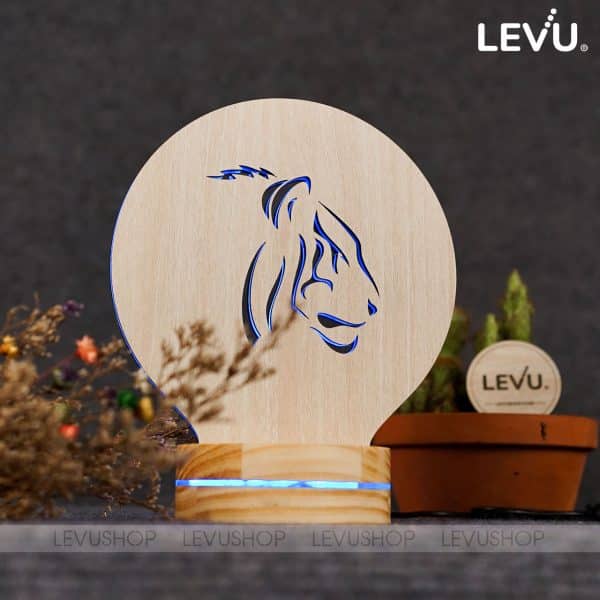 Đèn gỗ 3D để bàn sáng tạo hình con hổ mạnh mẽ LEVU-DNV02
