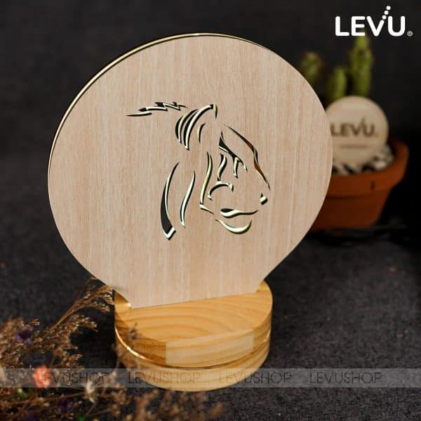 Đèn gỗ 3D để bàn sáng tạo hình con hổ mạnh mẽ LEVU-DNV02