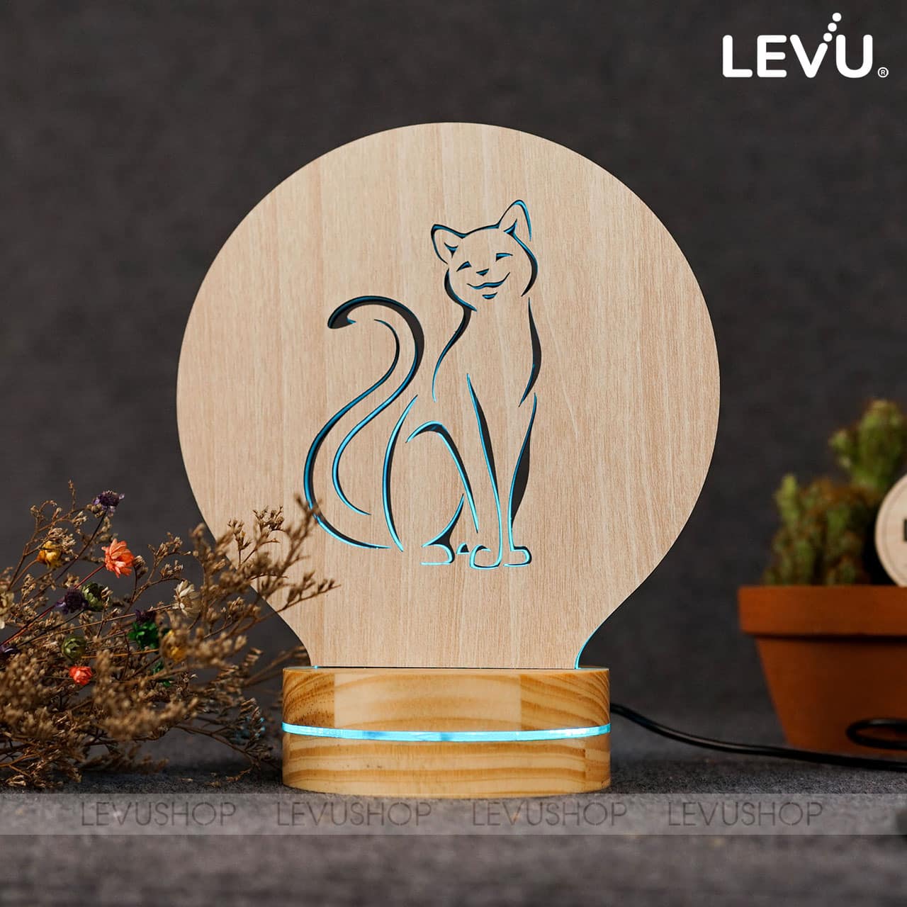 Đèn trang trí để bàn hình con mèo dễ thương LEVU-DNV06 • LEVUSHOP