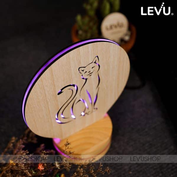 Đèn trang trí để bàn hình con mèo dễ thương LEVU-DNV06