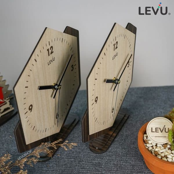 Đồng hồ để bàn bằng Gỗ trang trí sang trọng đẳng cấp LEVU-DH19 mẫu thiết kế mới