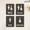 Bảng WC Men Women trang trí bằng gỗ có sẵn keo dán tường LEVU TL41