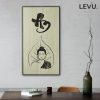 Tranh treo tường gỗ chữ An thư pháp hình Phật trên chiếc lá Bồ Đề LEVU-PG03