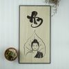 Tranh treo tường gỗ chữ An thư pháp hình Phật trên chiếc lá Bồ Đề LEVU-PG03