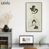 Tranh treo tường gỗ chữ An thư pháp hình Phật trên chiếc lá Bồ Đề LEVU-PG03