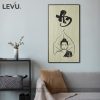 Tranh treo tường gỗ chữ An thư pháp hình Phật trên chiếc lá Bồ Đề LEVU-PG03