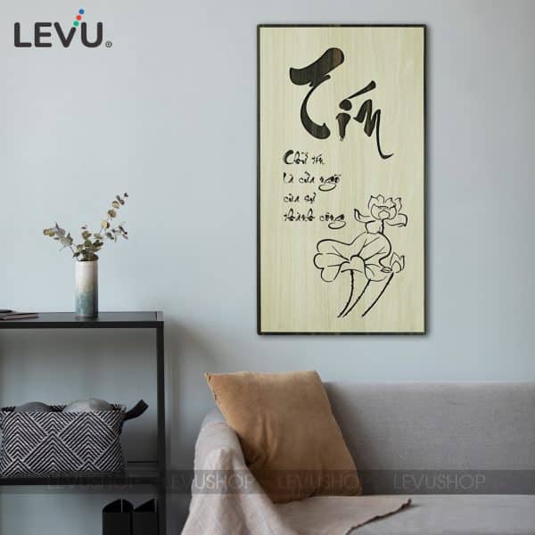 Tranh treo tường gỗ chữ Tín thư pháp triết lý sống thành công LEVU-PG05