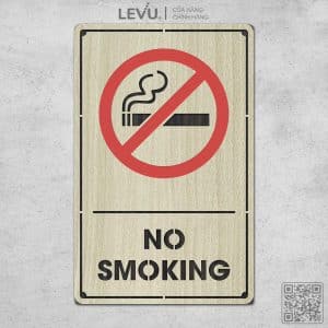 Bảng gỗ khắc laser No Smoking khu vực không hút thuốc LEVU-BG05