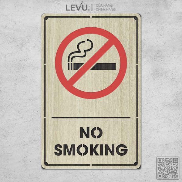 Bảng gỗ khắc laser No Smoking khu vực không hút thuốc LEVU-BG05