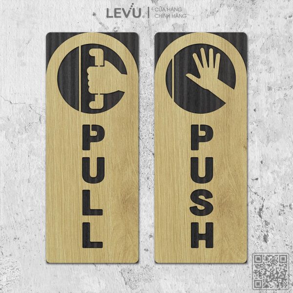 Bảng decor pull push hướng dẫn đóng mở cửa kéo vào hoặc đẩy ra LEVU-TP12