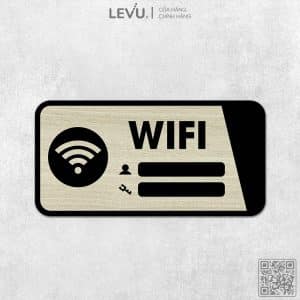 Bảng hiệu thông tin wifi trang trí quán bằng gỗ khắc laser LEVU-TW03