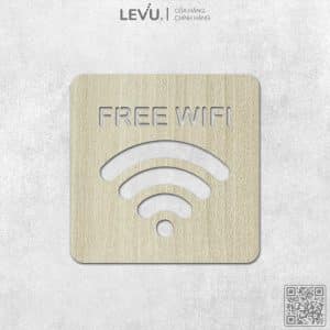 Bảng gỗ free wifi decor quán cafe dán tường giá rẻ LEVU-TW04