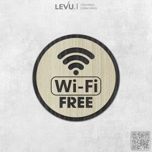Bảng wifi free decor tròn dán tường bằng gỗ trang trí LEVU-TW05