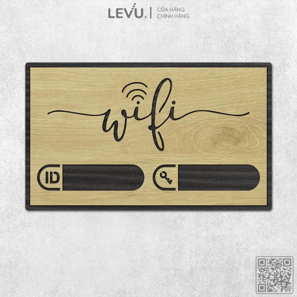 Bảng ghi wifi bằng gỗ handmade decor quán coffee LEVU-TW10