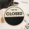 Bảng gỗ treo 2 mặt Open Closed viết phấn giờ đóng mở cửa quán LEVU-BG36