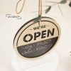 Bảng gỗ treo 2 mặt Open Closed viết phấn giờ đóng mở cửa quán LEVU-BG36