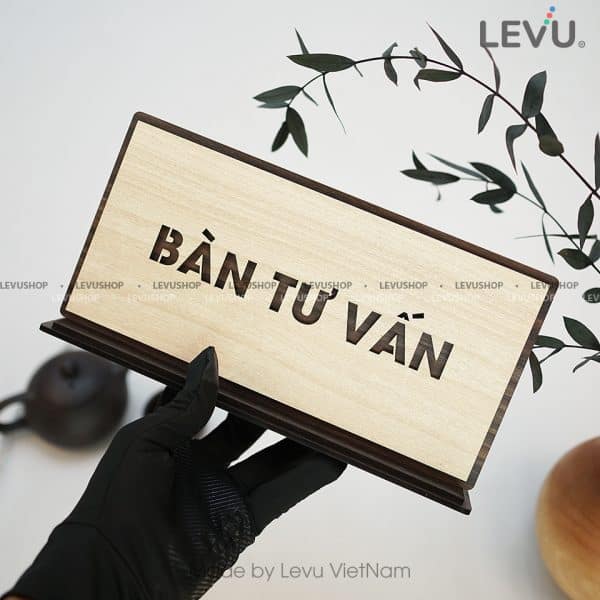 Bảng tên để bàn "bàn tư vấn" bằng gỗ trang trí LEVU BG48