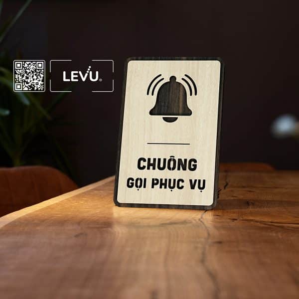 Bảng gỗ chuông gọi phục vụ decor nhà hàng, quán cà phê, homestay cao cấp LEVU-BG50