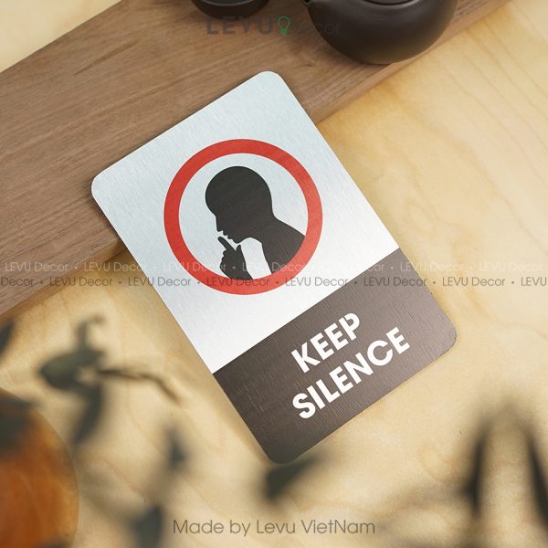 Bảng keep silence, biển báo vui lòng giữ im lặng bằng chất liệu nhôm alu ALB-BG11