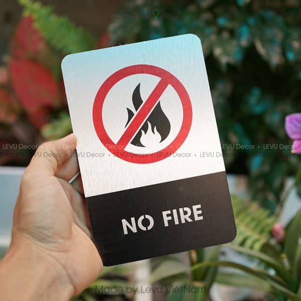 Bảng no fire, biển báo cấm lửa dán tường thiết kế mới ALB-BG02