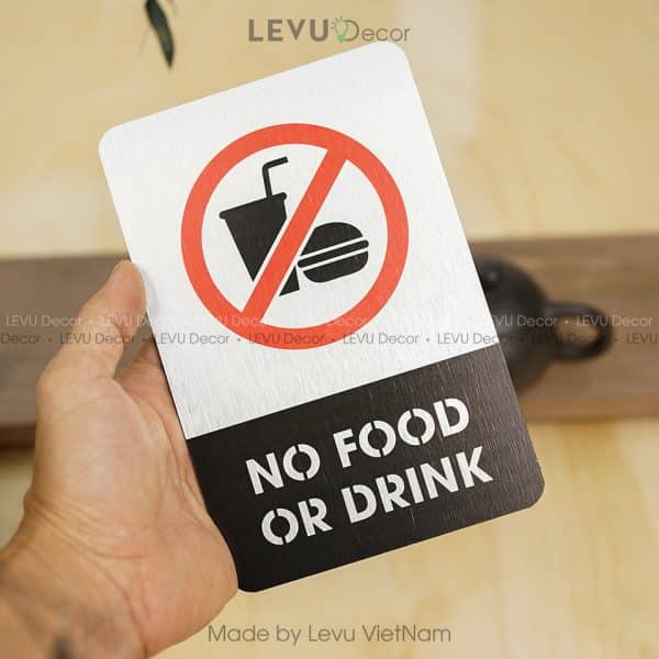 Bảng no food or drink, biển báo khu vực cấm ăn uống ALB-BG03