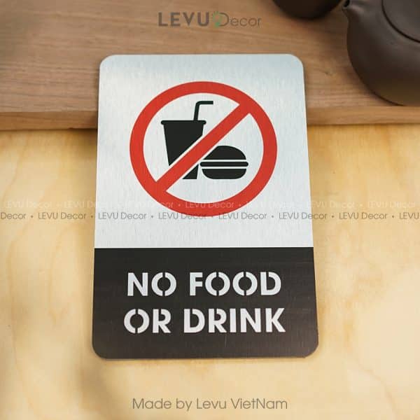 Bảng no food or drink, biển báo khu vực cấm ăn uống ALB-BG03