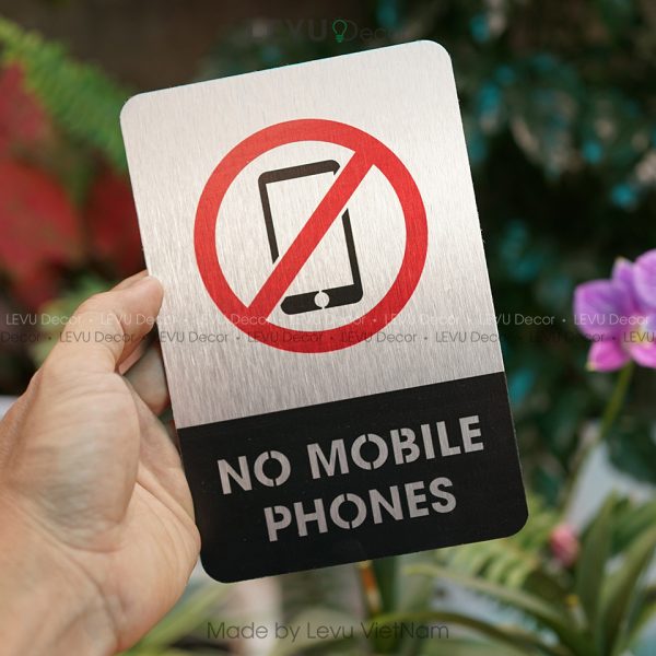 Bảng no mobile phones, biển báo cấm sử dụng điện thoại di động ALB-BG35
