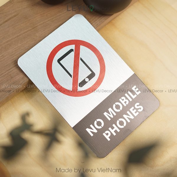 Bảng no mobile phones, biển báo cấm sử dụng điện thoại di động ALB-BG35