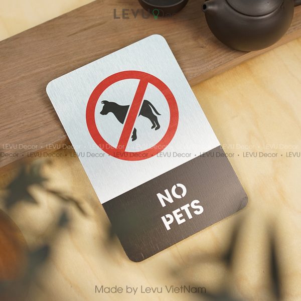 Bảng no pets, biển báo khu vực cấm thú cưng 12x18cm nhôm alu ALB-BG07