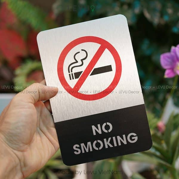Bảng no smoking, biển báo cấm hút thuốc chất liệu nhôm ALB-BG05N