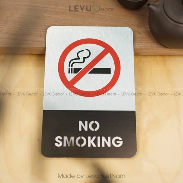 Bảng no smoking, biển báo cấm hút thuốc chất liệu nhôm ALB-BG05N