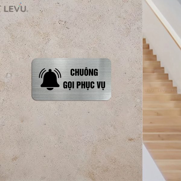 Bảng inox chuông gọi phục vụ LEVU IN50 trang trí quán