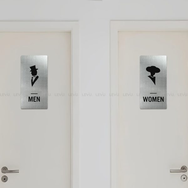 Bảng hiệu inox toilet men women LEVU INL34 - Hình ảnh 5