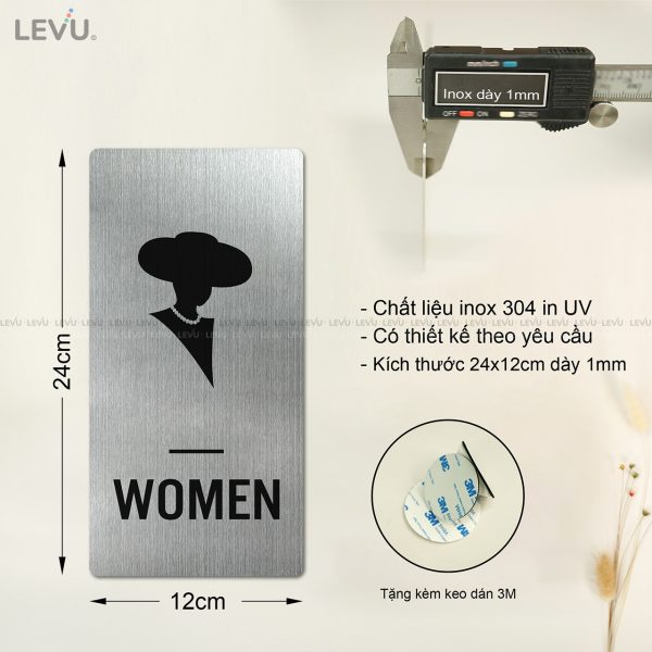 Bảng hiệu inox toilet men women LEVU INL34 - Hình ảnh 3