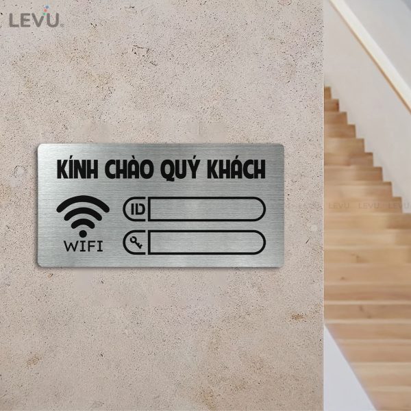 Bảng hiệu inox ghi thông tin wifi password LEVU INW02 - Hình ảnh 2